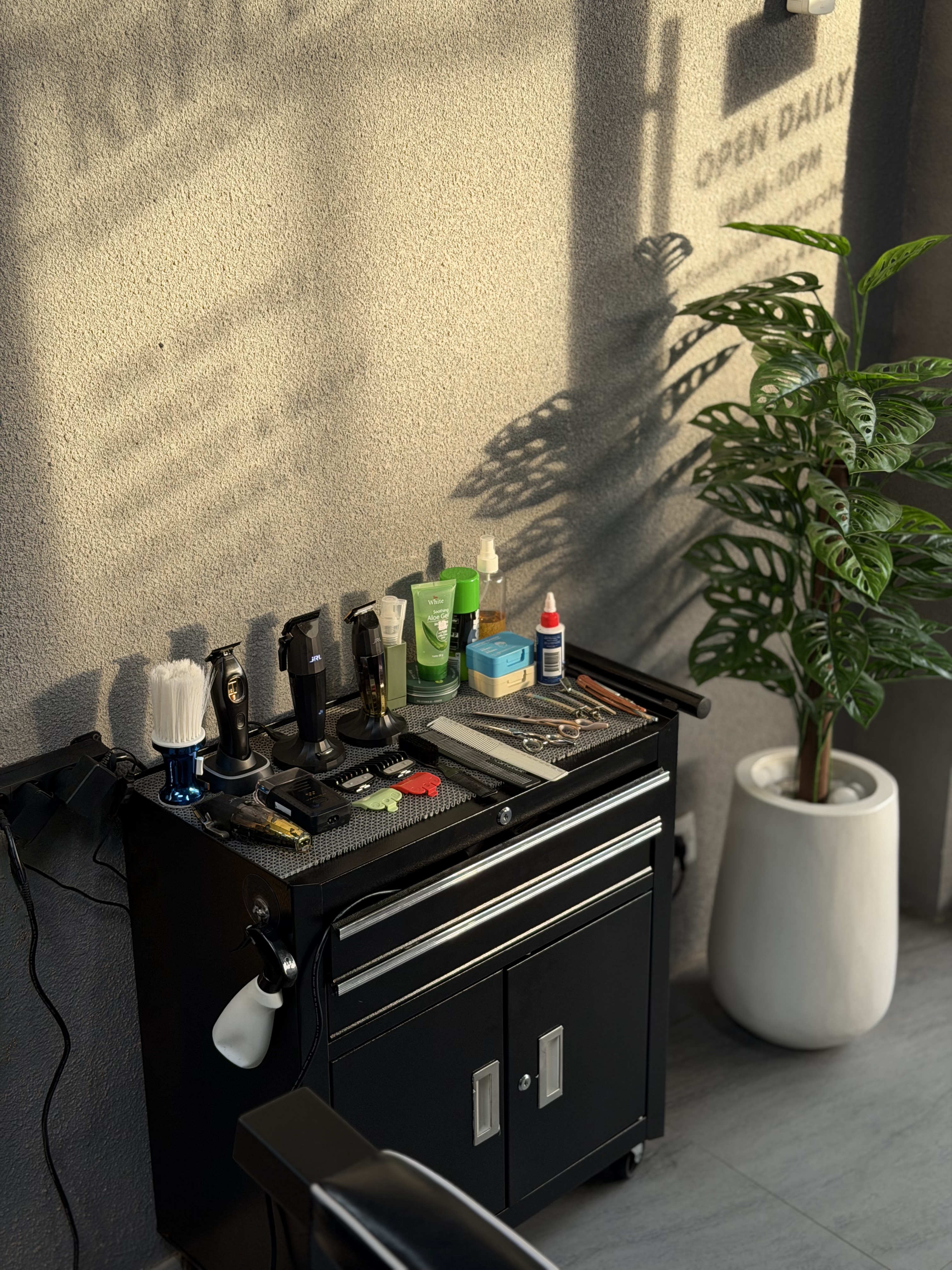 Professional barber tools at Triple Line Barbershop